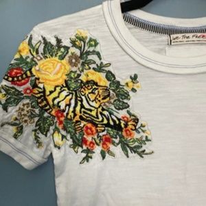 Free People Embroidered Tiger Shoulder tee